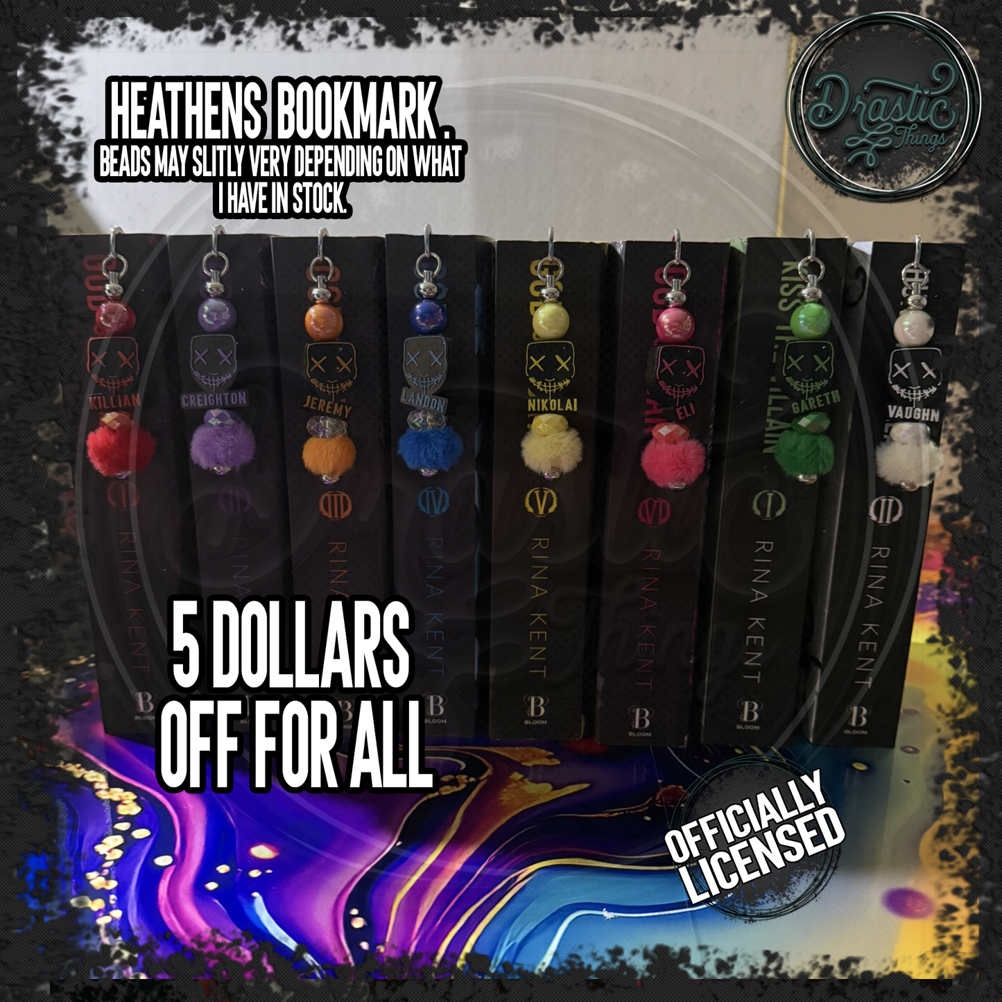 Rina Kent | Officially Licensed | Heathens Beaded Bookmarks