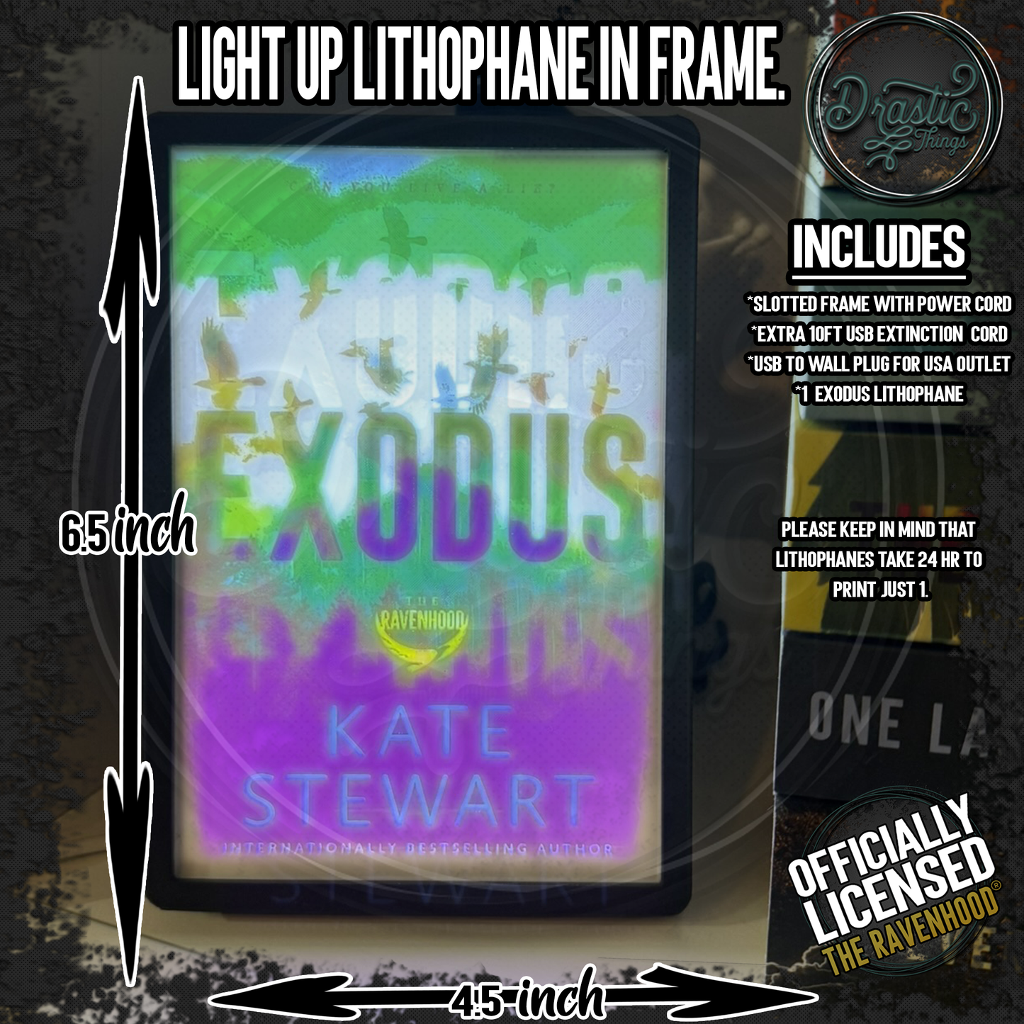Light up Book Lithophane with or without light/frame Please watch Video!