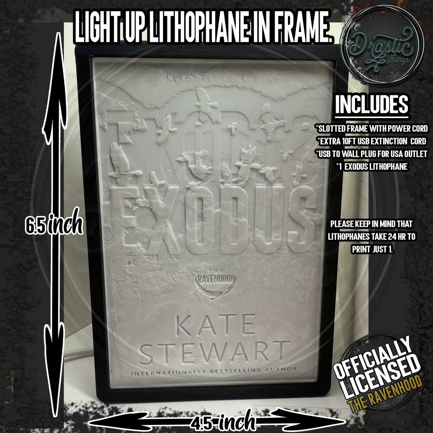 Light up Book Lithophane with or without light/frame Please watch Video!