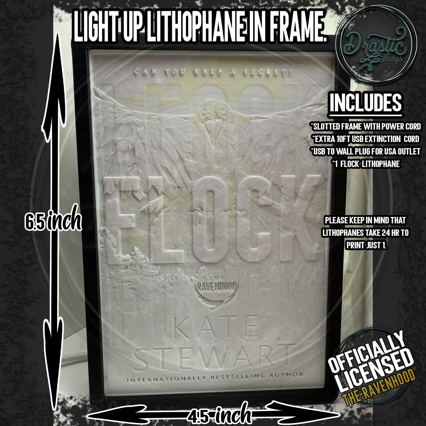 Light up Book Lithophane with or without light/frame Please watch Video!