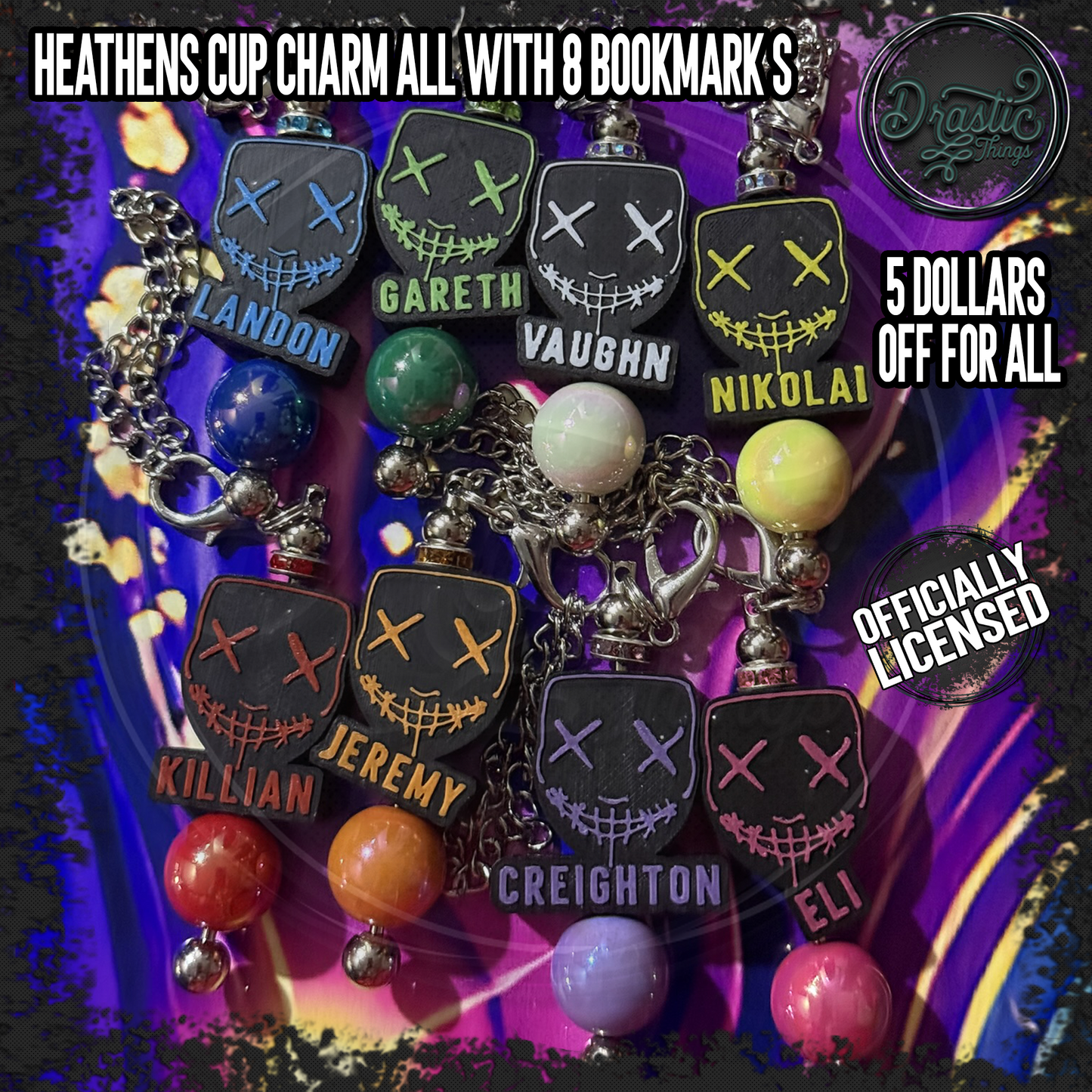 Rina Kent | Officially Licensed | Heathens Cup Charms | add on bookmark