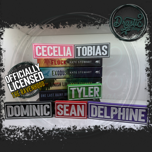 The Ravenhood Series Character Name Plaques.
