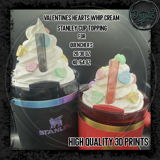 Stanley Candy Heart Whip Cream Cup topper for Quenchers 20/30oz 40/64oz High Quality.